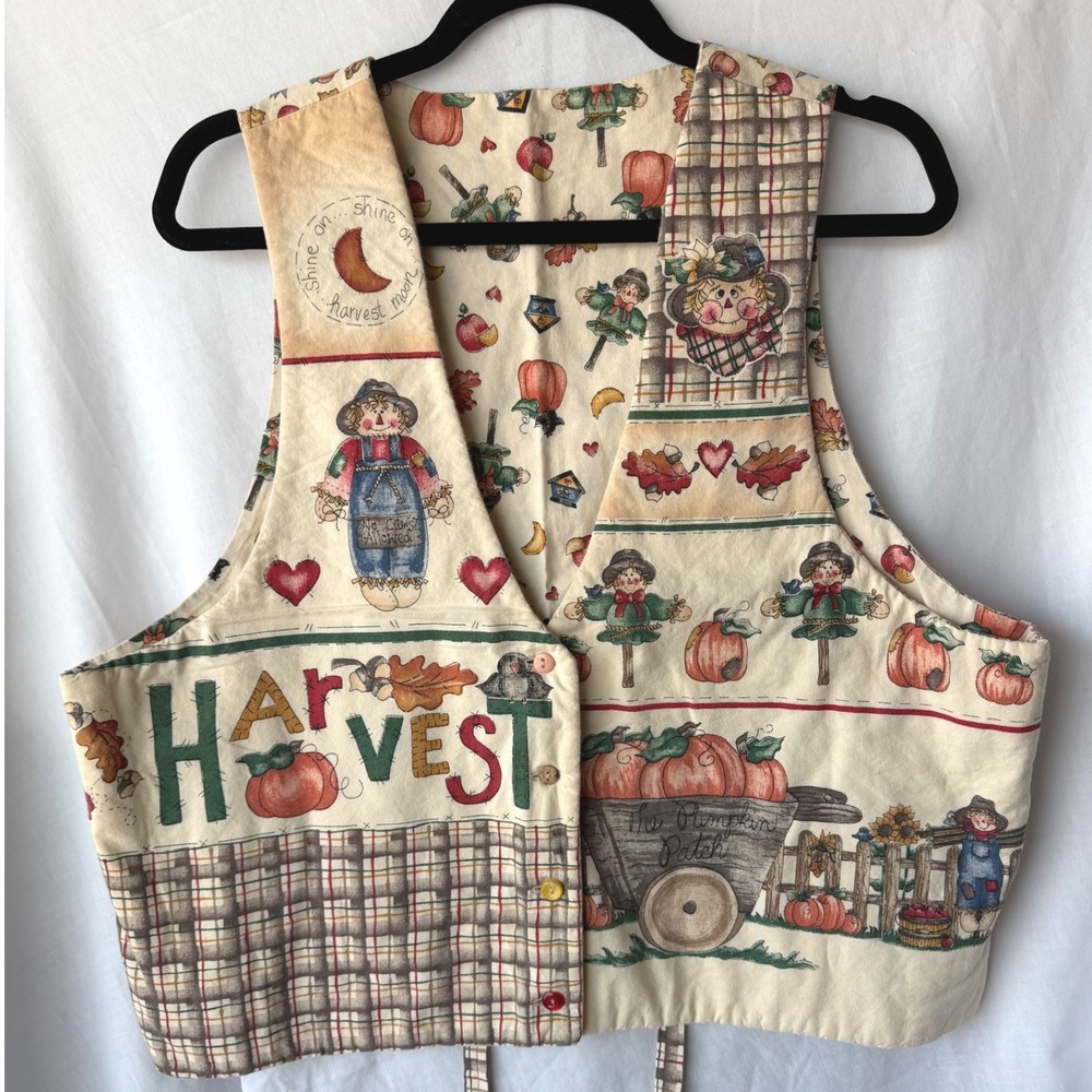 Handcrafted Harvest Vest Autumn Scarecrow Pumpkin Cottagecore Grandma  Large XL